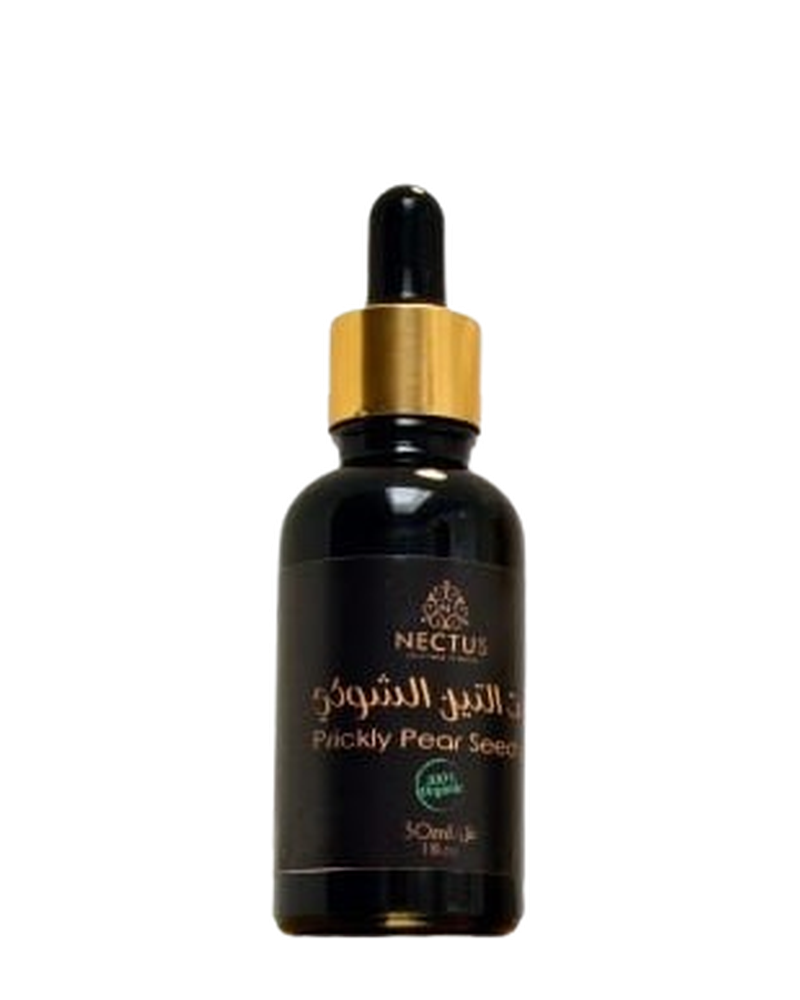 Flacon NECTUS d’huile de pépins de figue de Barbarie 100 % pure et bio, 50 ml, avec pipette -soin visage anti-âge et contour des yeux.